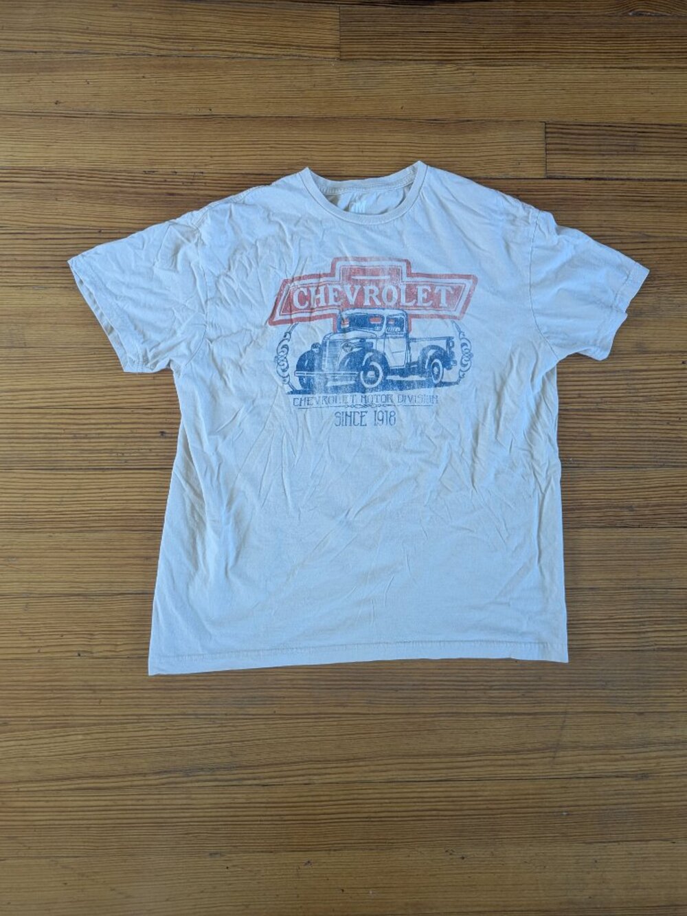 Official GM Chevrolet Truck Graphic T Shirt Mens XL Tan Distressed Vintage Logo